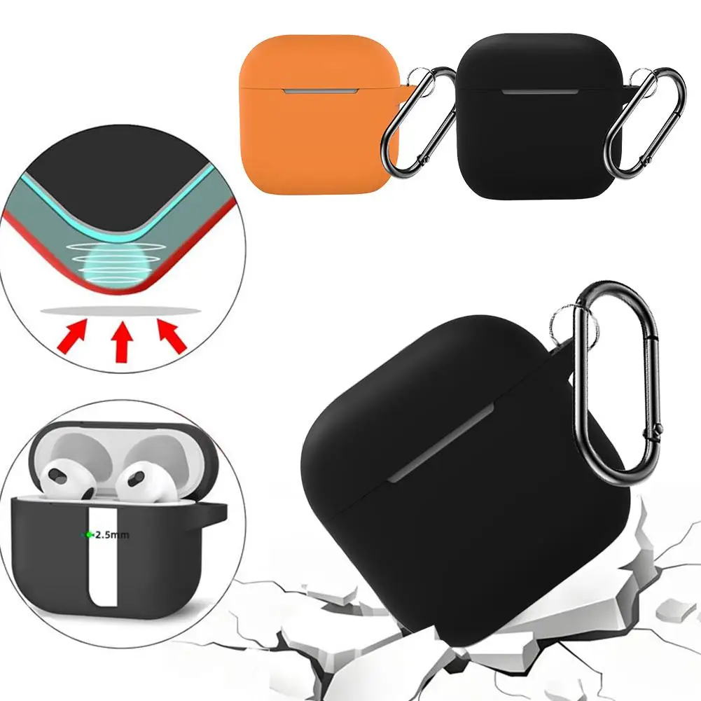 Soft Silicone Case For Apple Airpods4 Cases Wireless Bluetooth Headphones Protective Cover Box With Hook For Airpods 3rd Gen