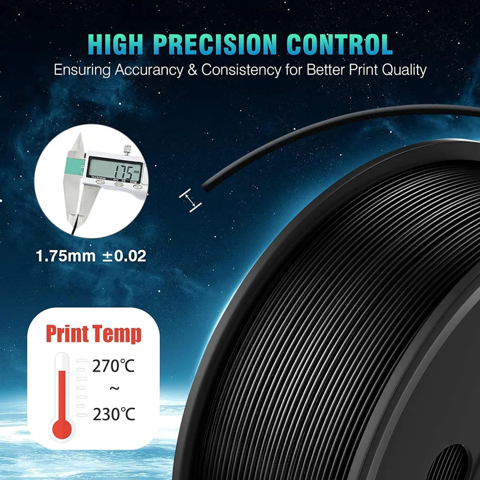 JAYO ABS-Filament, 5 Rollen ABS-3D-Filament, 1,75 mm, 1 kg, 3D-Drucker-Filament für FDM-3D-Drucker und 3D-Stift, sehr widerstandsfähig, langlebig – Detail 5