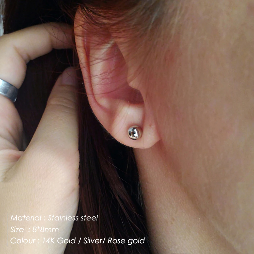 EMANCO Simple Round Ball Earrings Women's Stainless Steel Small Geometric Earrings Wholesale / Direct Sales Fashion Jewelry