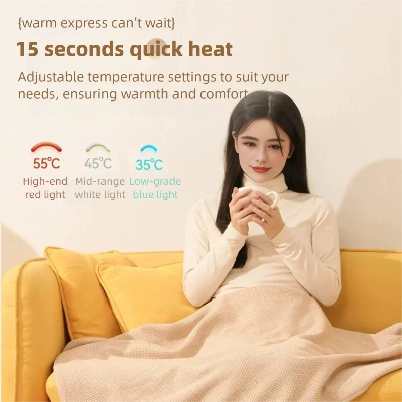 

Office USB Electric Heating Blanket Wearable Heated Throw Blanket Adjustable 3 Levels Temperature Machine Washable Warmer Gift