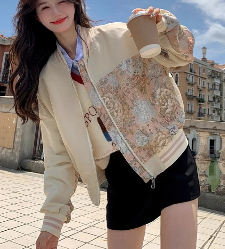 جديد الصينية رائعة التطريز طباعة الترفيه الرجعية موضة البيسبول سترة المرأة ربيع الخريف النسخة الكورية بلوزات فضفاضة #4