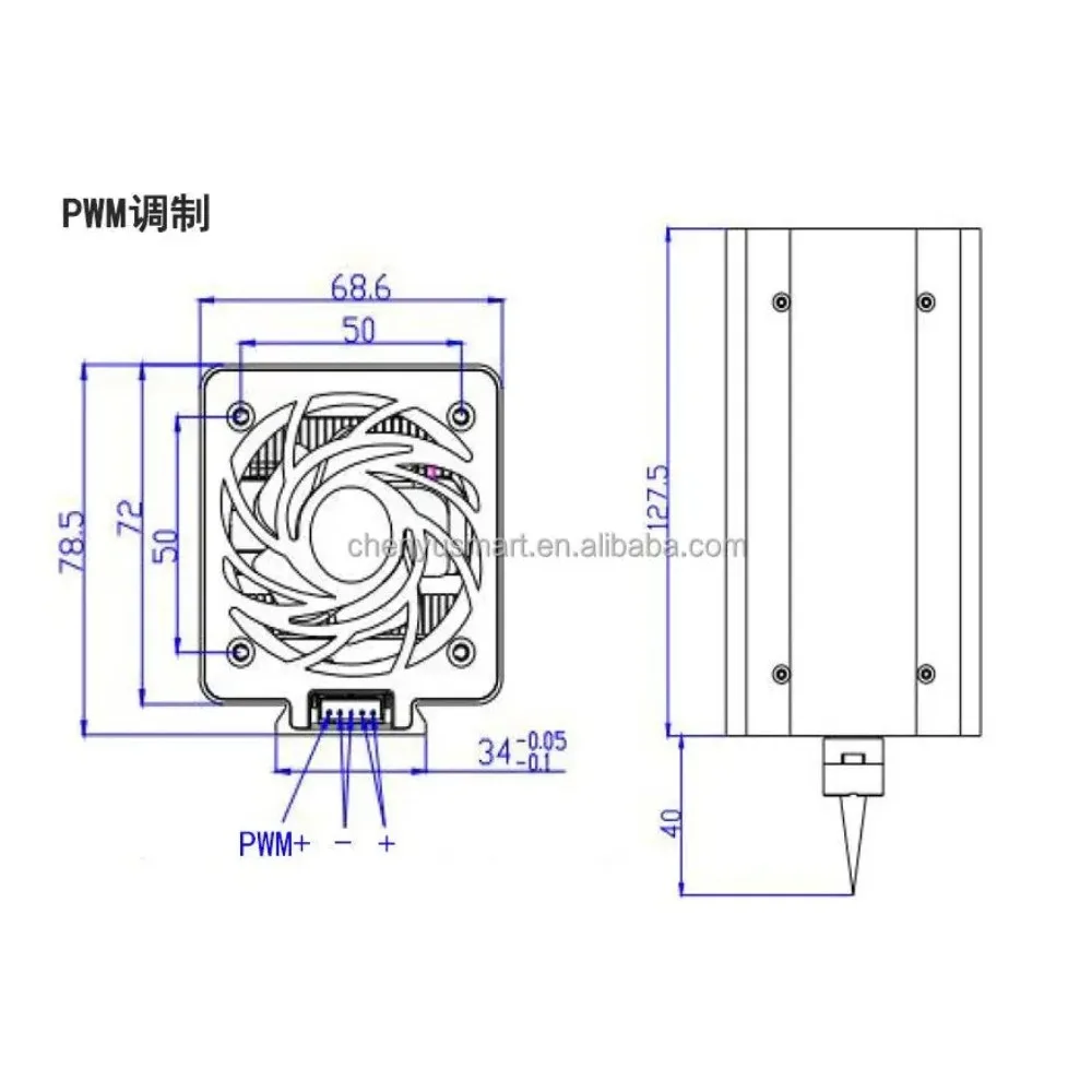 Blue Engraving Laser Head 450nm 40W High Power Cutting Laser Module 24V Laser Engraving Module