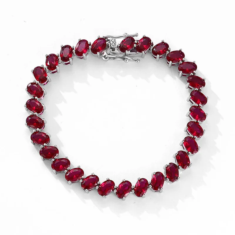 

Luxury Solid Platinum PT950 Red Egg Shaped Moissanite Diamond Bracelet Women's Luxury Bracelet