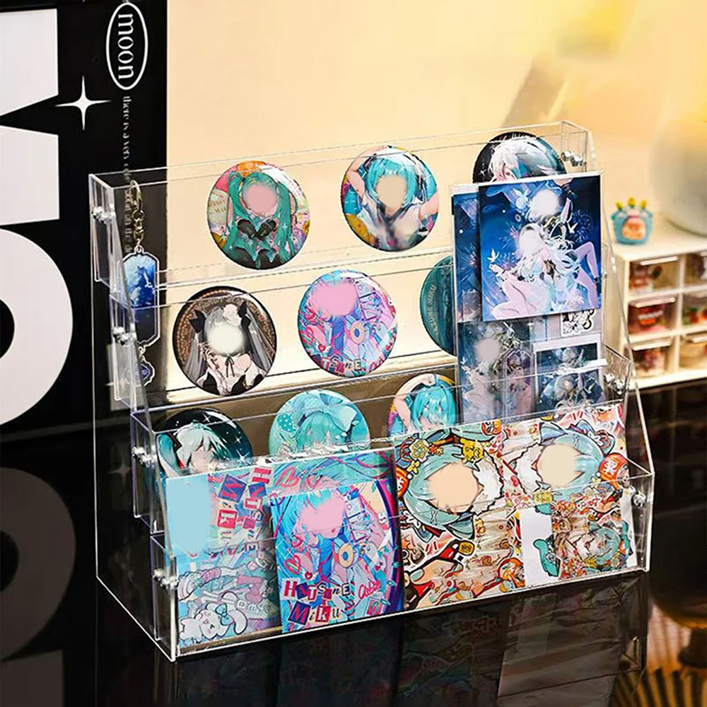 

Transparent Shelves Magazine Comic Organizer Brooches Badges Display Storage Stand Bookshelf Storage Shelf Desk Organizing