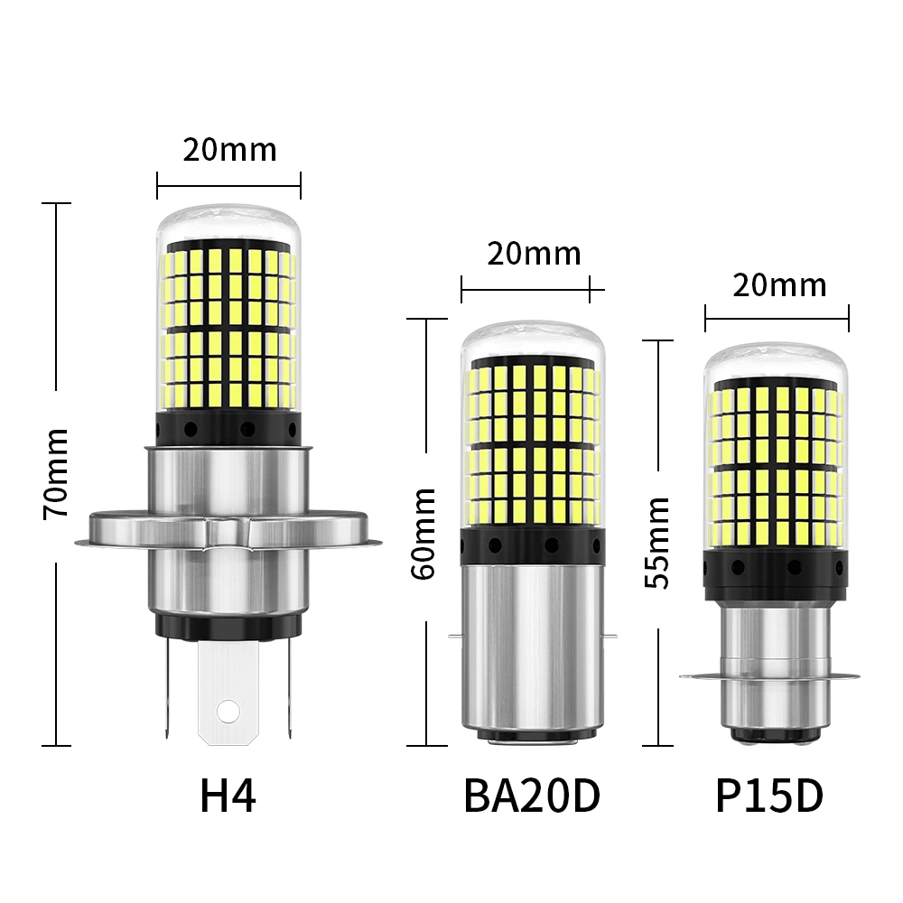 1PC H4 Led Motorcycle Headlight P15D H6 BA20D Led Moto Bulb 144Pcs Chips Lamp Motorcycle Fog Light High Low Beam 12V 6000K White