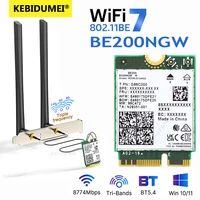 WiFi 7 BE200 Bluetooth 5,4 tarjeta Wifi Tri Band 2,4G/5G/6GHz adaptador de red inalámbrico para Windows 10/11 PC portátil con antenas