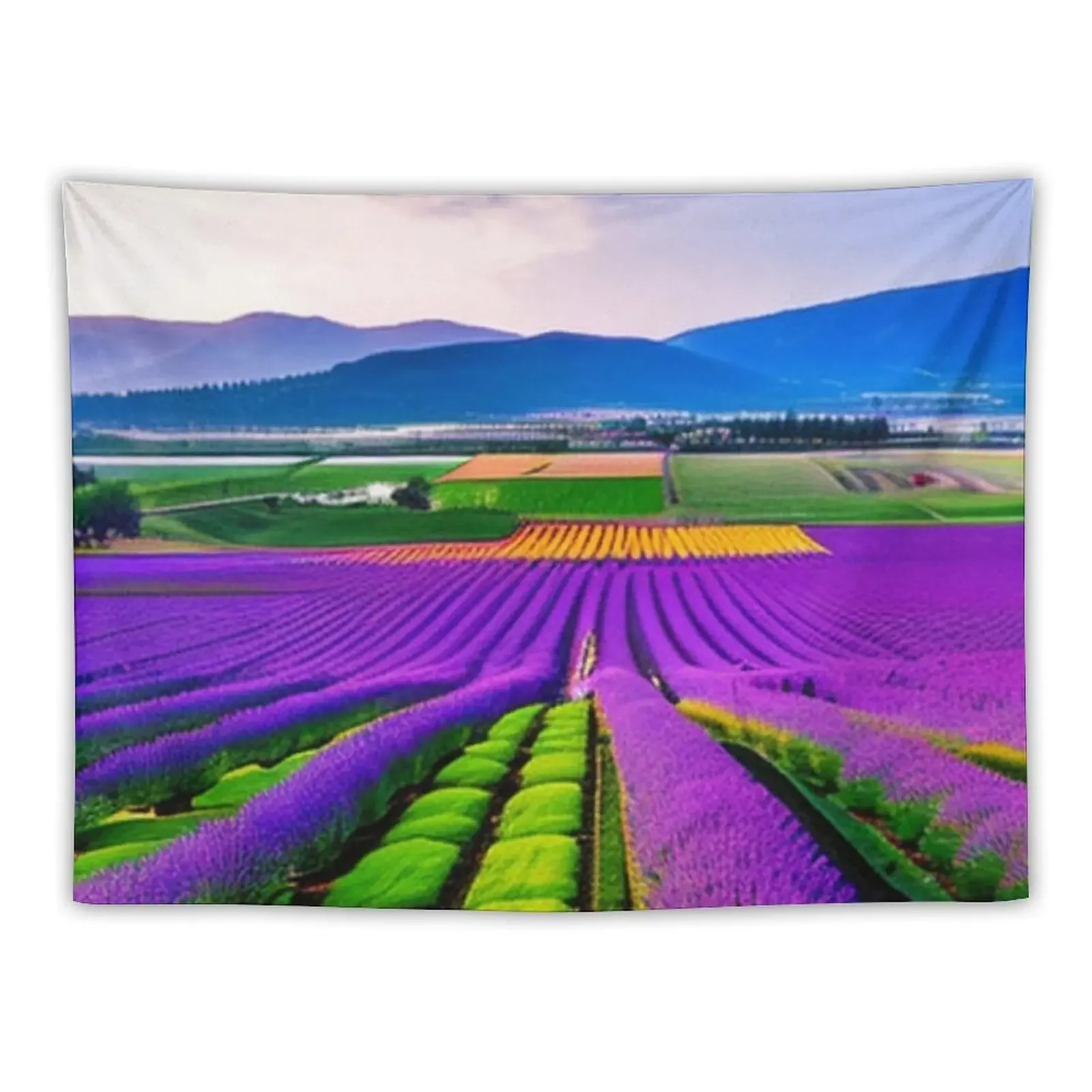 Photograph of a peaceful lavender field Tapestry Room Decor Cute Wallpaper Funny Decoration Pictures Room Wall Tapestry