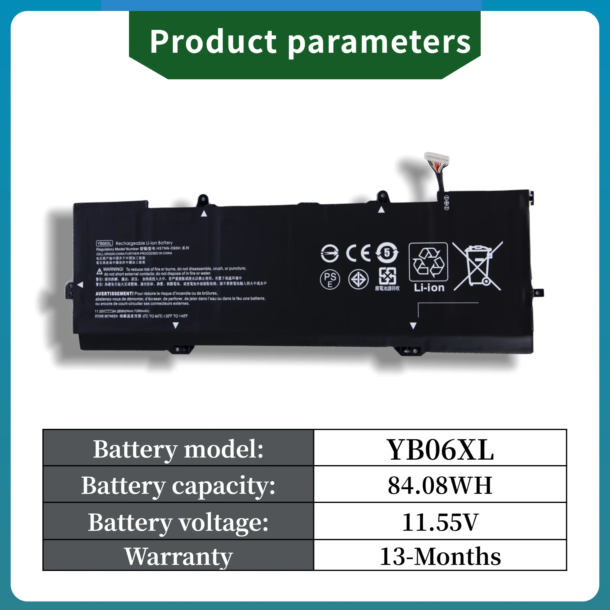 Factory Direct 11.55V YB06XL For HP Laptop Battery SpectreX360 TPN-Q200 928427-271 HSTNN-DB8H 928372-856 CH004NB CH011DX CH006NG