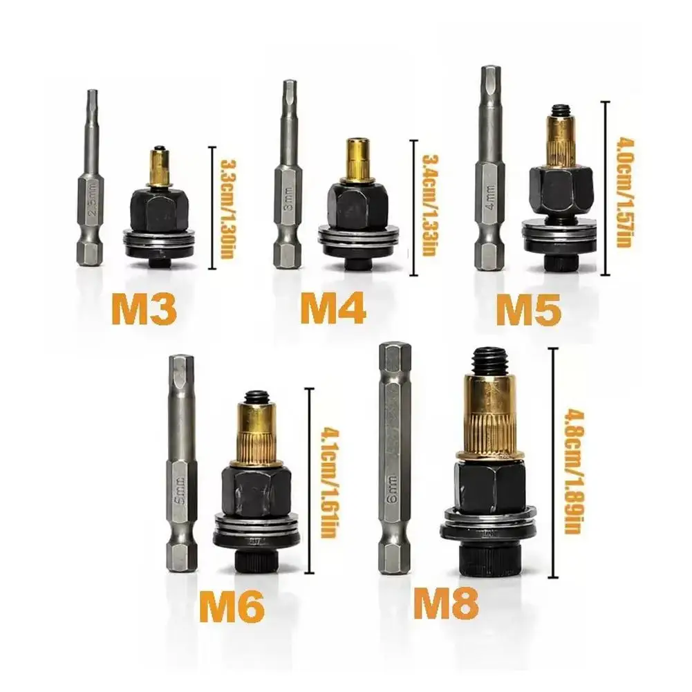 10PCS Carbon Steel Rivet Nut Set M3 M4 M5 M6 M8 Metric Thread Hex Shank Fit Electric Drill For Auto Repair Car Panel Modificatio