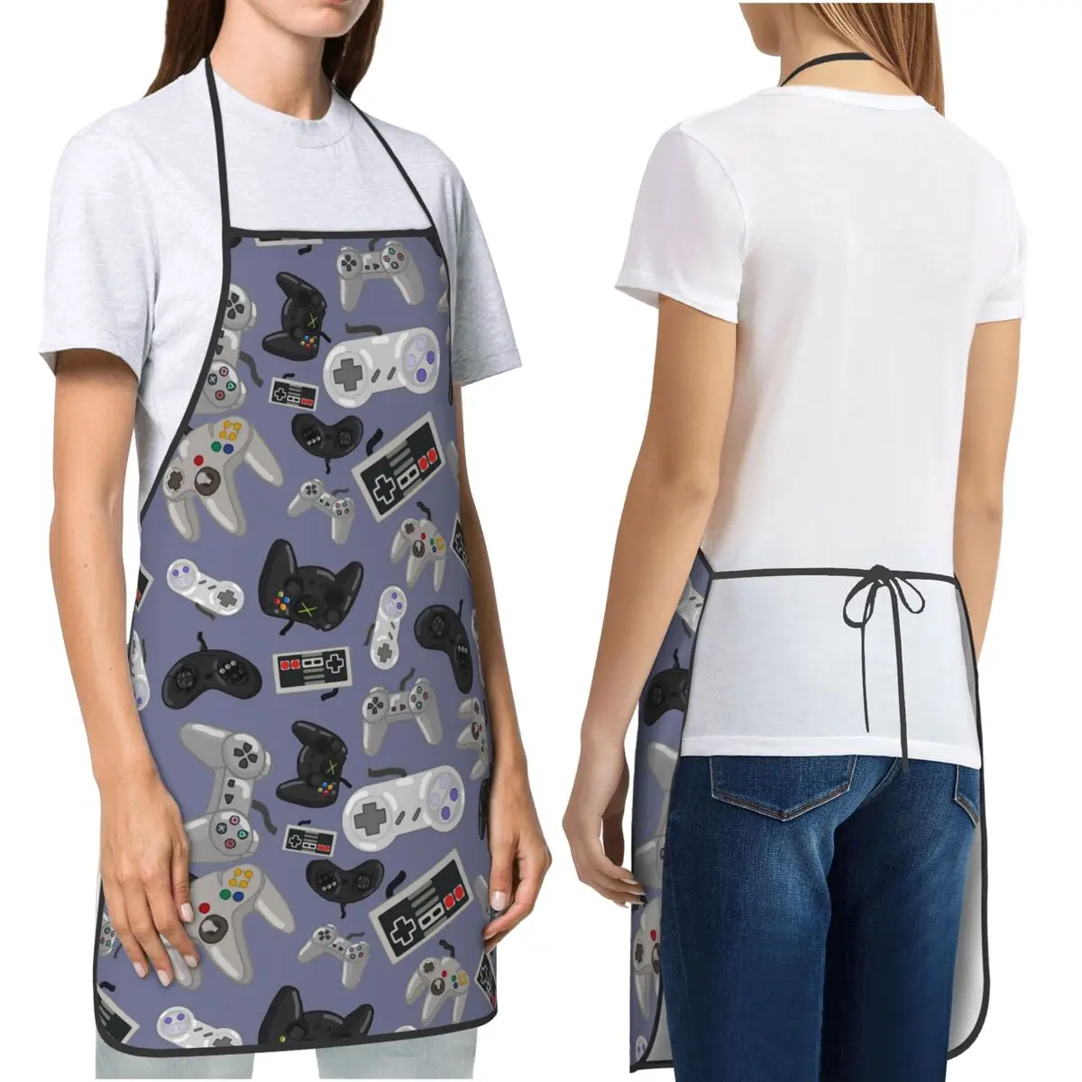 Gamer Controller Video Game Vintage Aprons Chef Cooking Cuisine Tablier Bib Kitchen Cleaning Pinafore for Women Men Painting