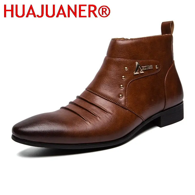 

Wedding Gentleman Men's Boots High Quality Men Shoes Chelsea Fashion Shoes Mens Slip on Shoes Business Dress Shoes Ankle Boots