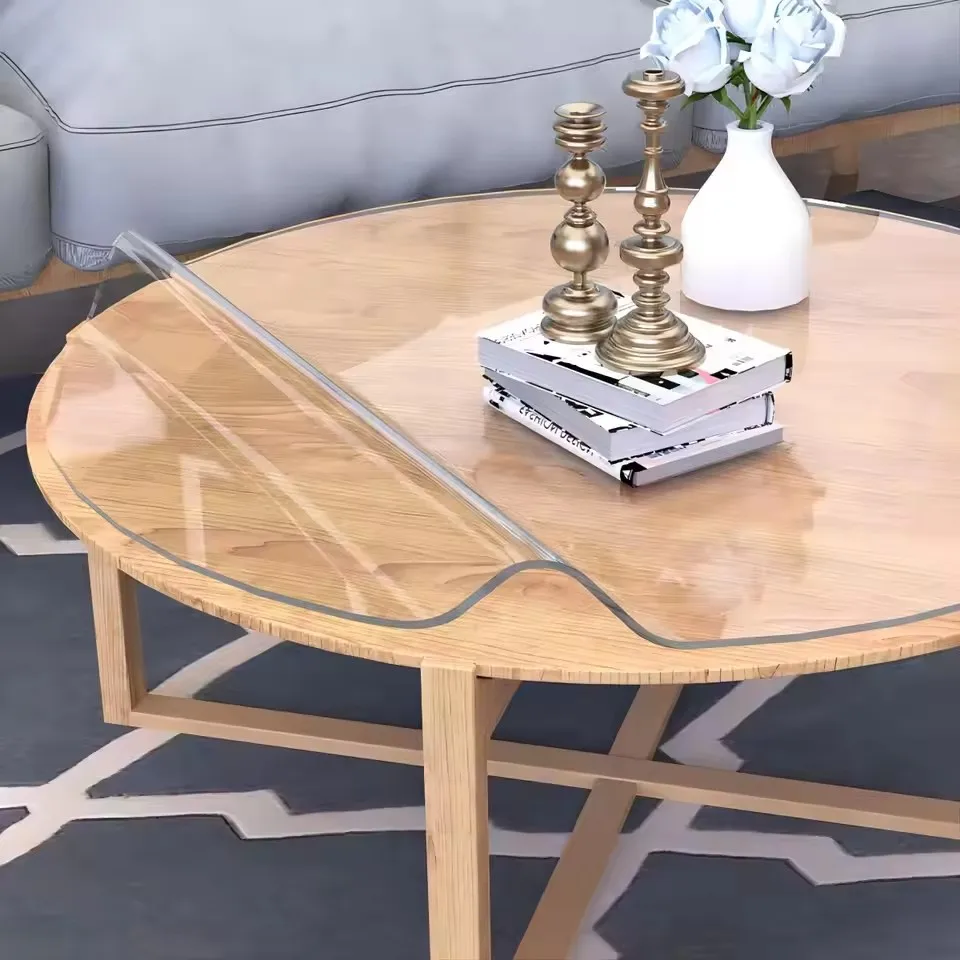 Round PVC Tablecloth ransparent Clear Desk Cover Waterproof Oilproof Table Protector Soft Glass Kitchen Dining Room Placemat