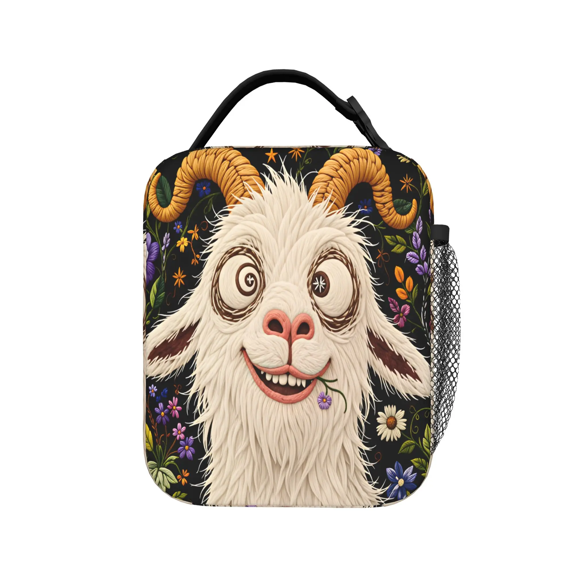 Screaming Goat  Lunch Bag  Casual Lunch Box For Men School Portable Zipper Cooler Bag Oxford Print Tote Food Bags