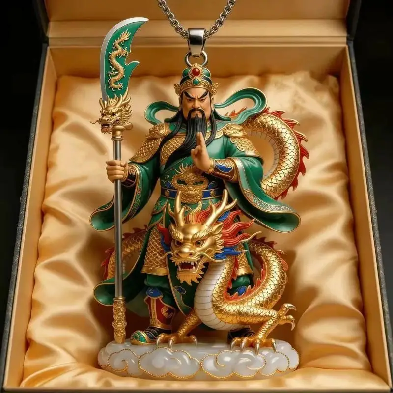 1 unidad. Escultura de un talismán con forma de túnica roja, joya con diseño de doble cara, representación de una deidad de la riqueza, colgante para collar. Un regalo significativo para hombres y novios.