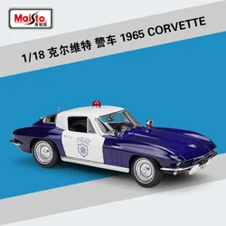 Maisto 1:18 Chevrolet 1965 Corvette Police Car Simulation Alloy Car Model Collection Gift Toy B404