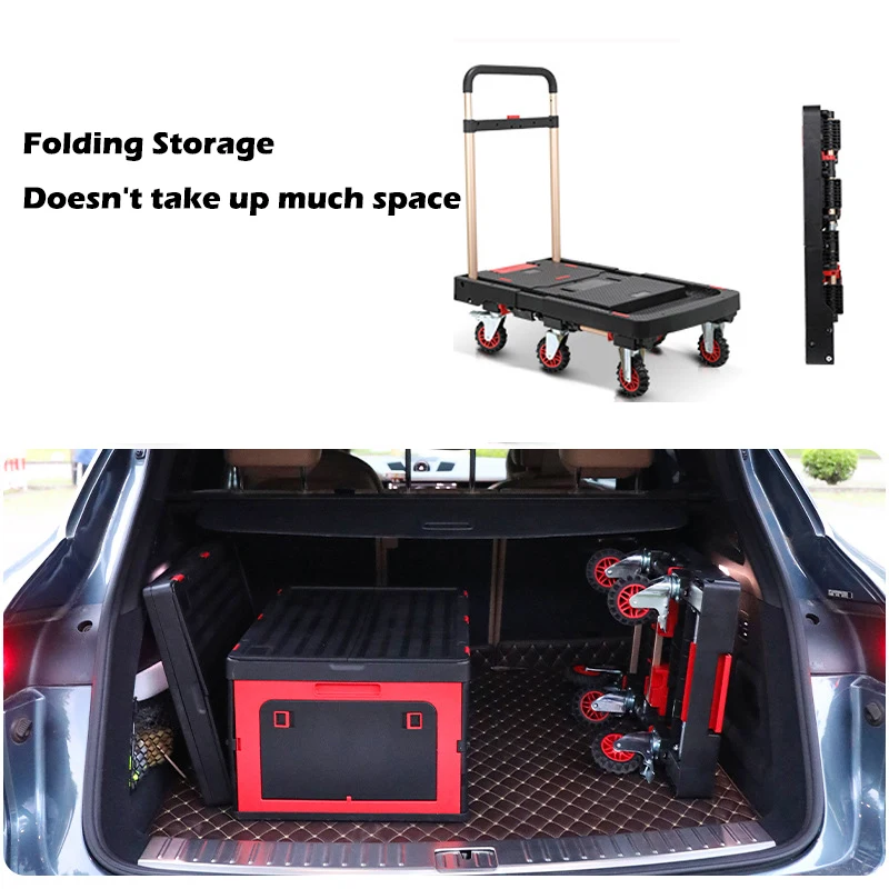 Folding Hand Cart Load Capacity 175KG With Wheels Portable Flatbed Truck For Shopping Carrying Workshop Work Campsites Car Tools