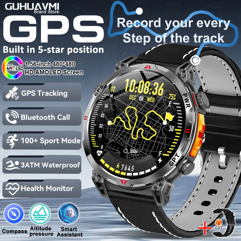 

Smart Watch For Man New Sports Fitness tracking GPS AMOLED Screen Waterproo hHealth Call 650Mah Smartwatch for man Sports Health