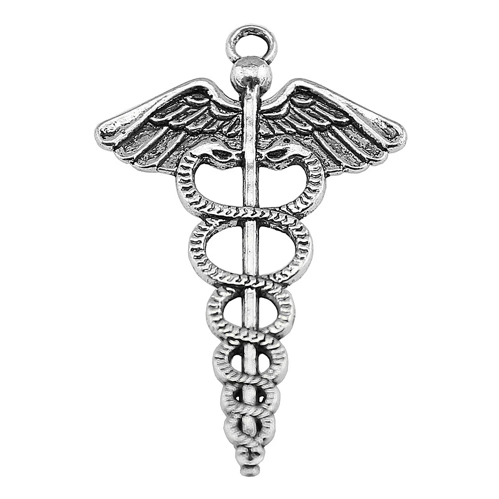 10pcs/lot Caduceus Medical Symbol Charms For Jewelry Making Accessories