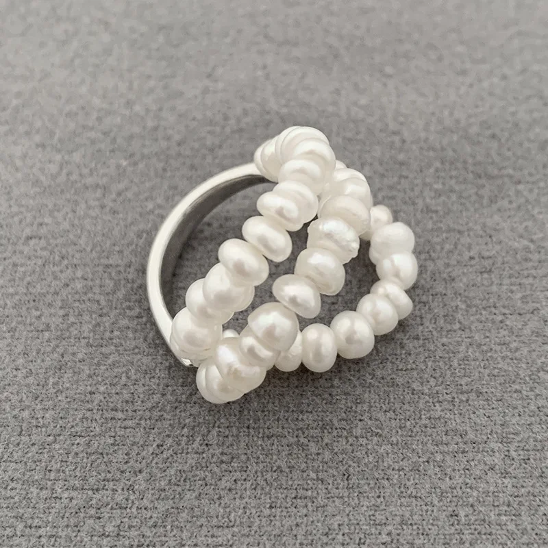 

hand-woven multi-layer single-layer natural freshwater pearl fashion stacking ring