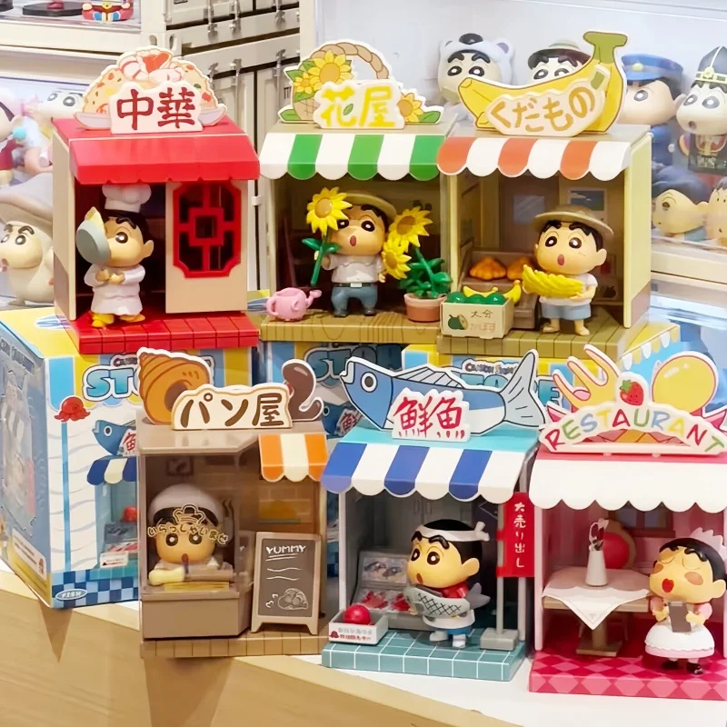

Новый Kawai Crayon Shin-Chan Shop, уличная серия, слепая коробка, киоск, магазин морепродуктов, украшения для рабочего стола, кукла, игрушка, детский подарок на день рождения