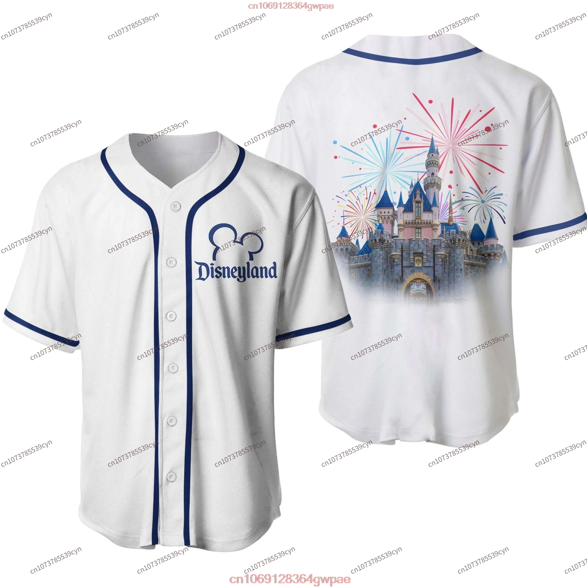 Disneyland Castle Fireworks Denim Blue White, Disney Baseball Jersey Disney Shirt