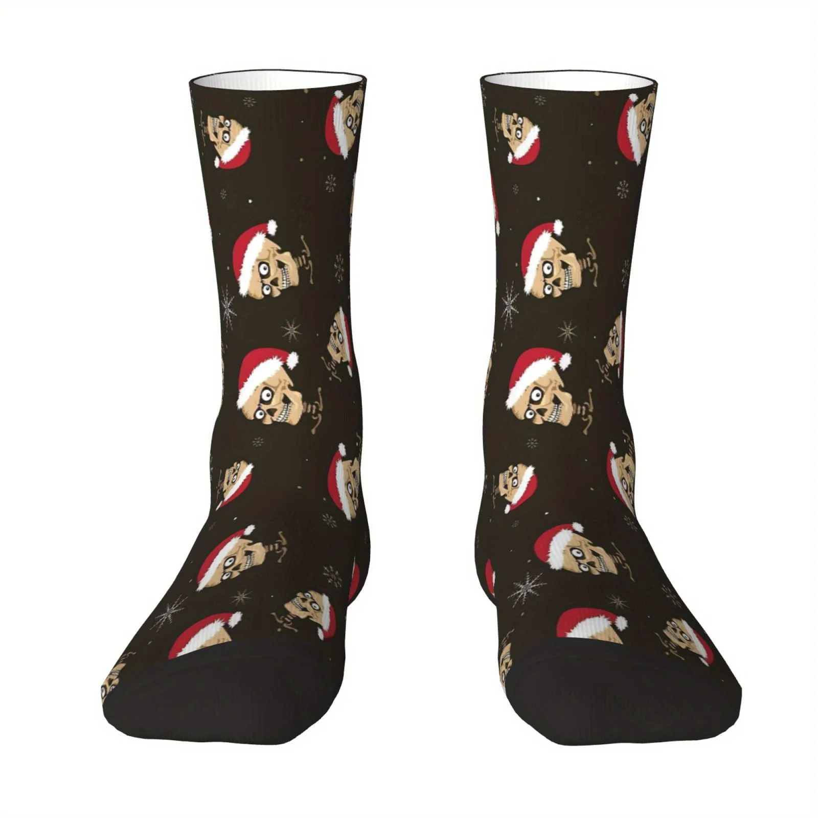 1 Pair Christmas Monster Socks Funny Santa Hat Characters, Machine Washable Mid-Calf Outdoor Socks for Men Women