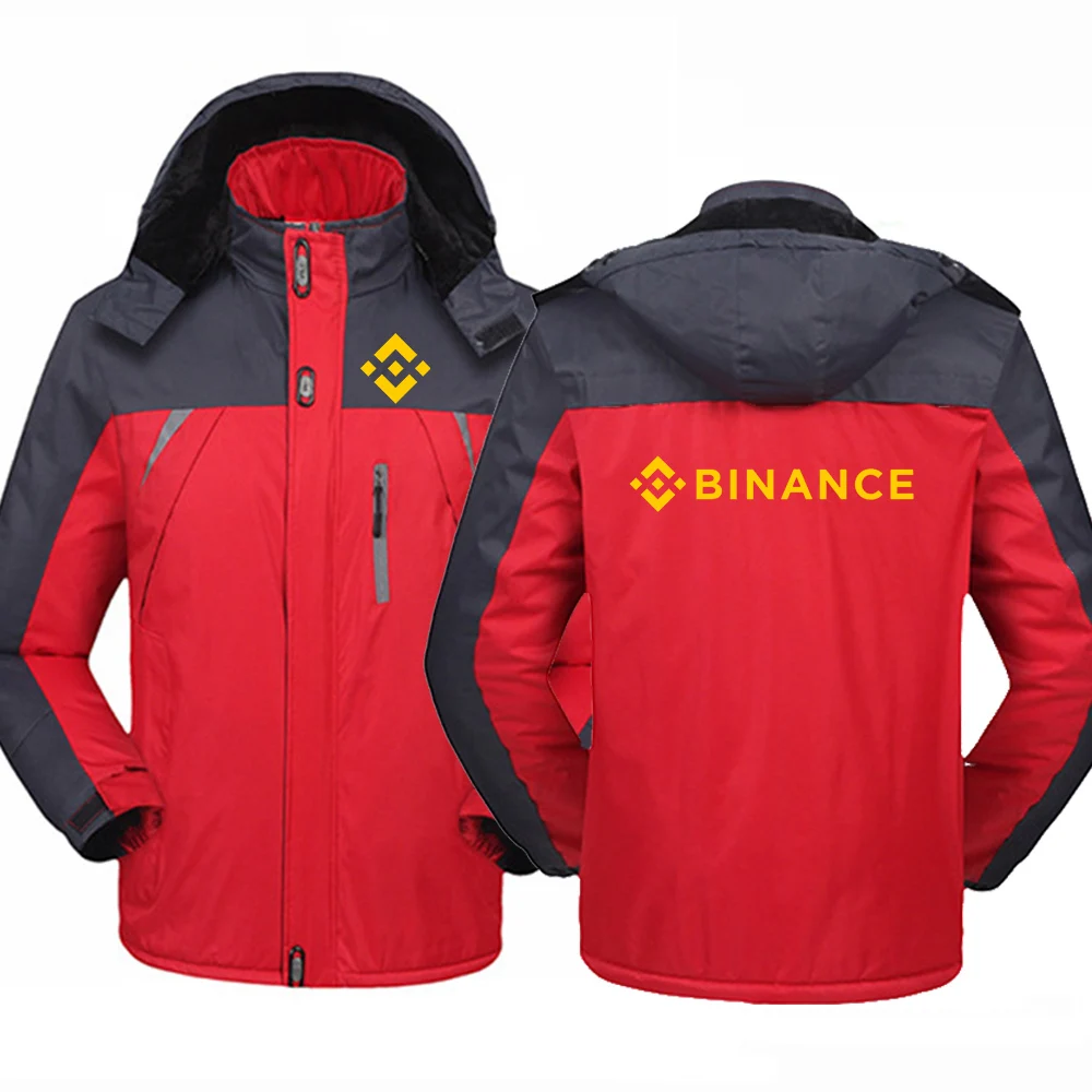 

2025 New Type Senior Fashion Jacket Autumn And Winter Man's Cold-Proof Warm Hoodies BINANCE CRYPTO Logo Print Windproof Coat