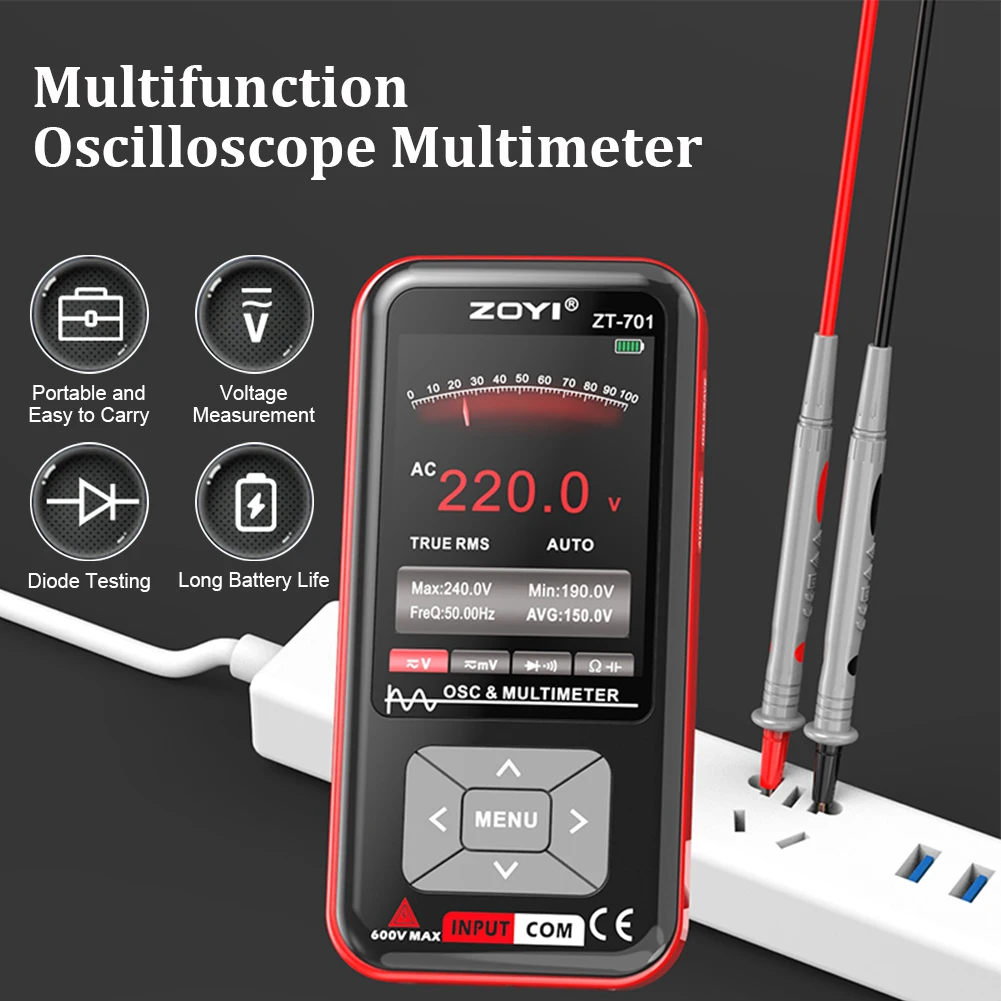 3.2 Inch ZT-701 2 IN 1 Digital Oscilloscope Multimeter 48Msps 5MHz Portable Multimeter Multifunctional Electrical Test Tool