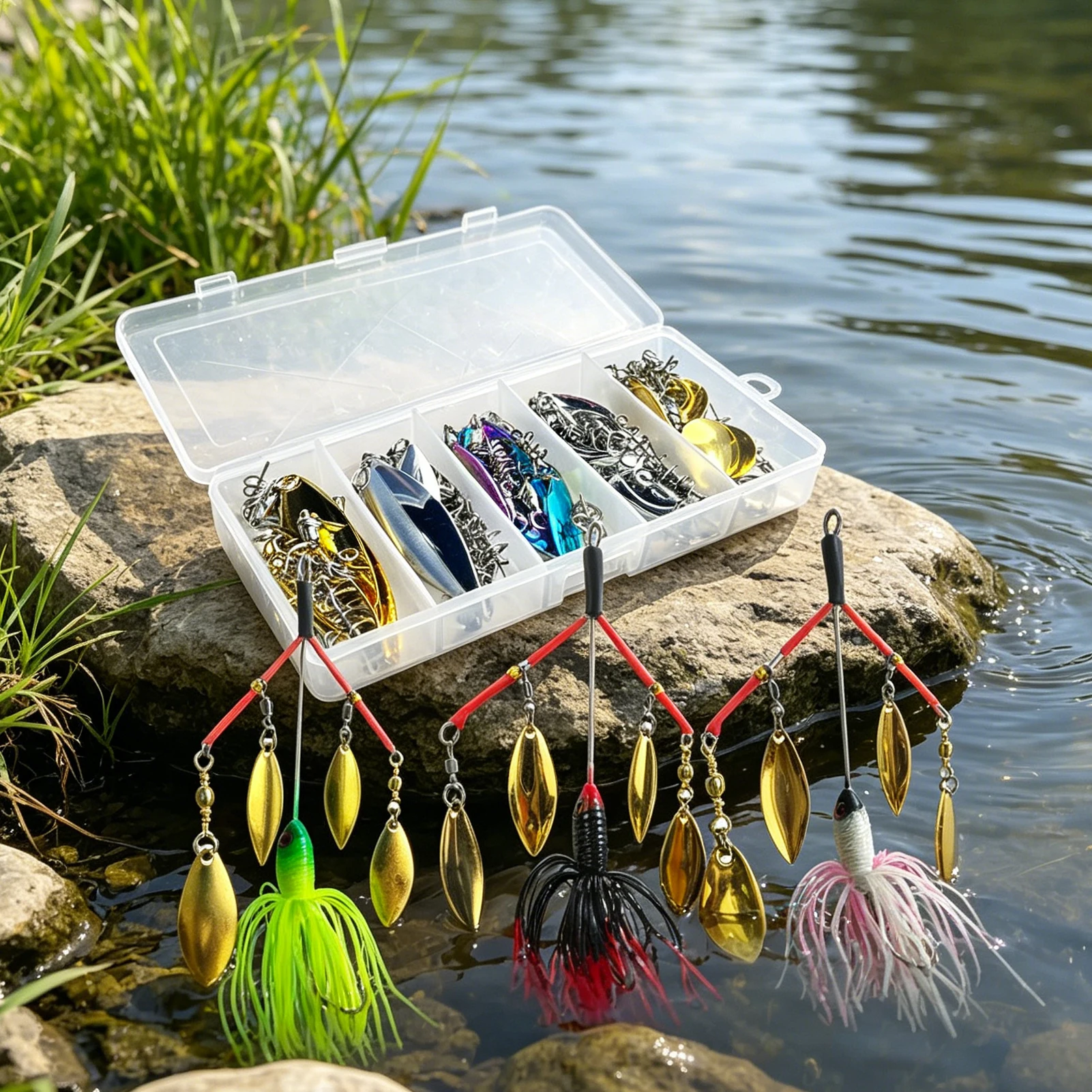 

FREE FISHER 66pcs/Lot Noisy Buzz Rotating Blade Kit,Spinner Lure,DIY Rig Baits Attractor Assorted Spinnerbaits,VIB Spin Willow