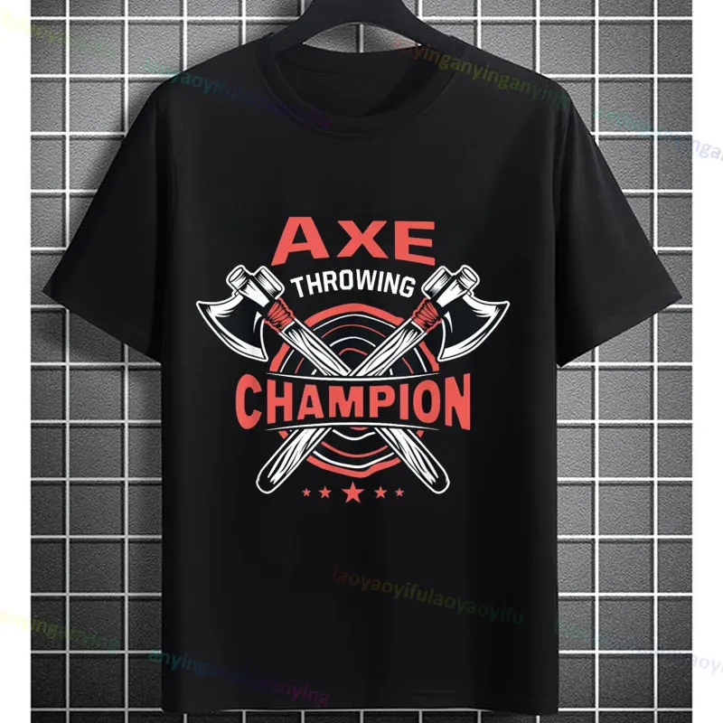 Heren Kiss My Axe Gooien Grafisch T-shirt Mode O-hals Korte mouwen Puur Katoen T-shirt Ideaal voor vrijetijdskleding Herenkleding