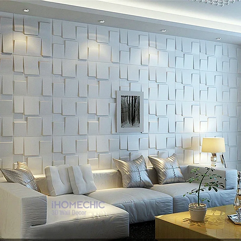 12pcs 30cm 3D Wall Panel Geometric solid Stone brick Living Room TV Background Decal Tile Mold 3D wall sticker bathroom kitchen