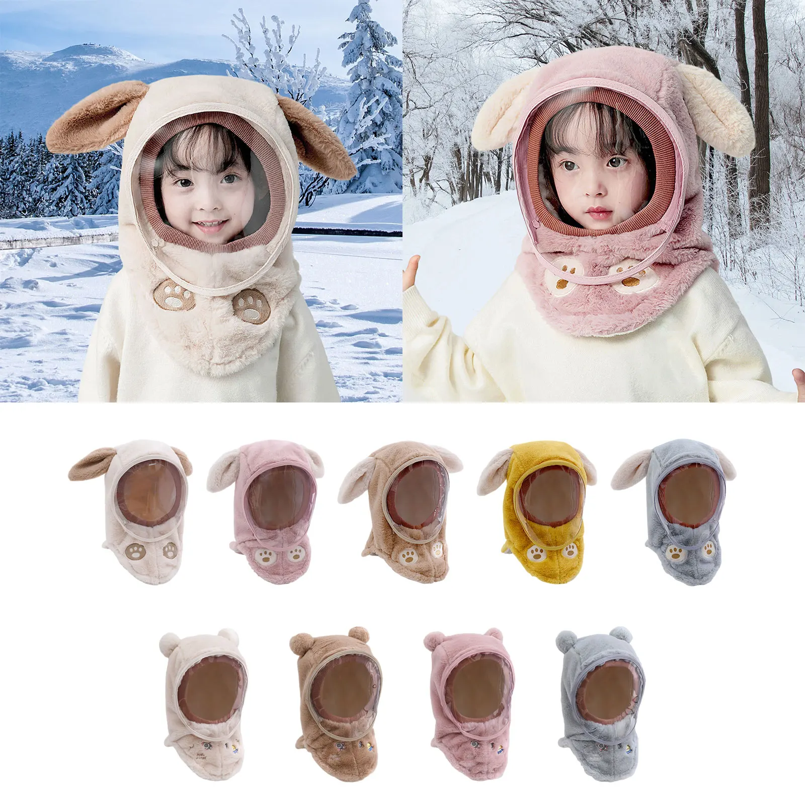 

Face Mask Windproof Earflap Comfortable Soft Thick Balaclava Kids Winter Hat for Hiking Skiing Cold Weather Boys Girls Outdoor