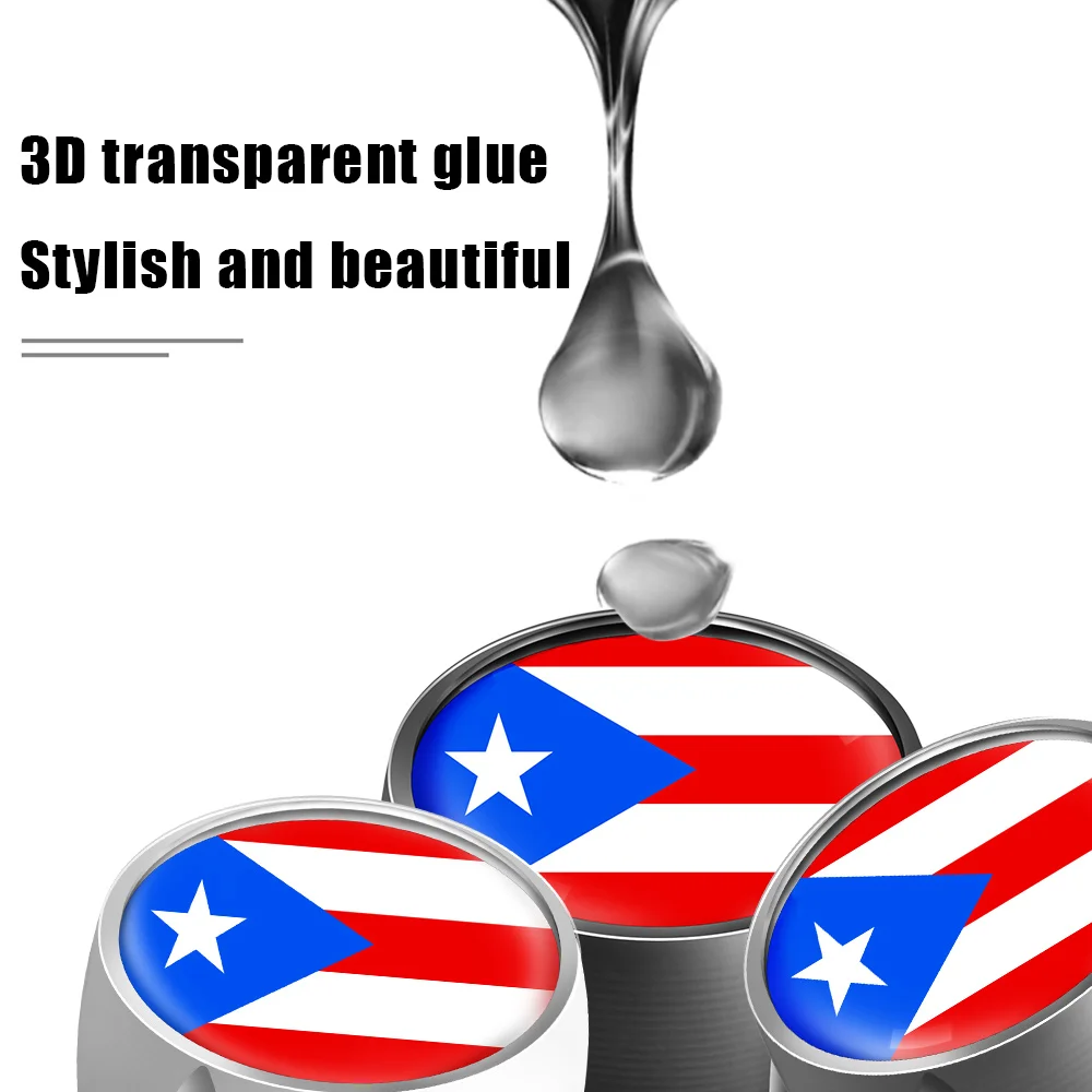 4Pcs/Set Fashion Puerto Rico Flag Logo Tire Valve Stem Cap Cover - Corrosion Resistant Leak for Car Truck Motorcycle SUV & Bike