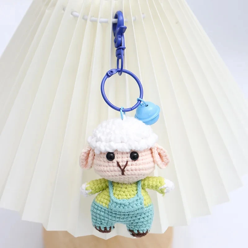 7cm Cartoon Cute Animal Crochet Doll Key Chain Room Decor 12 Zodiac Handmade Knitted Doll Pendants Christmas Birthday Gifts