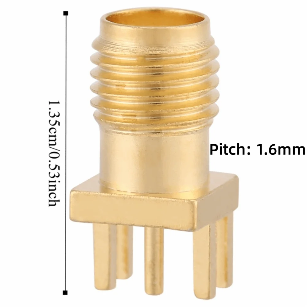 10PCS Copper SMA Female Connector 50 Ohm Impedance Gold Plated PCB Mount Connector 1.6mm Clip Edge RF Connector Panel Mounting