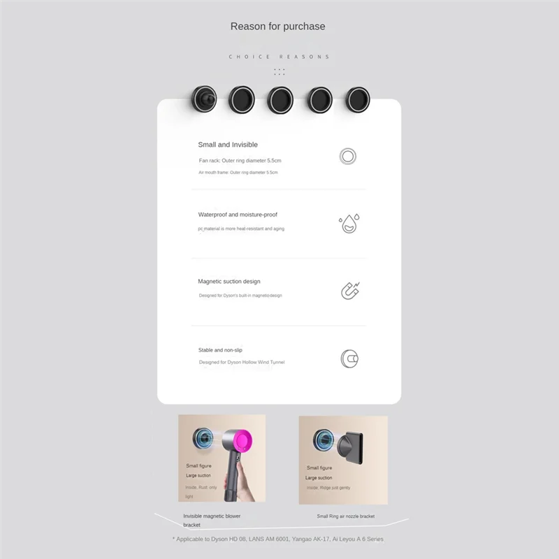 สำหรับชั้นวางของในเครื่องเป่าผม Dyson ชั้นวางของเครื่องเป่าผมจัดเก็บในห้องน้ำที่วางไดร์ติดผนังไม่เจาะทนความร้อน-B