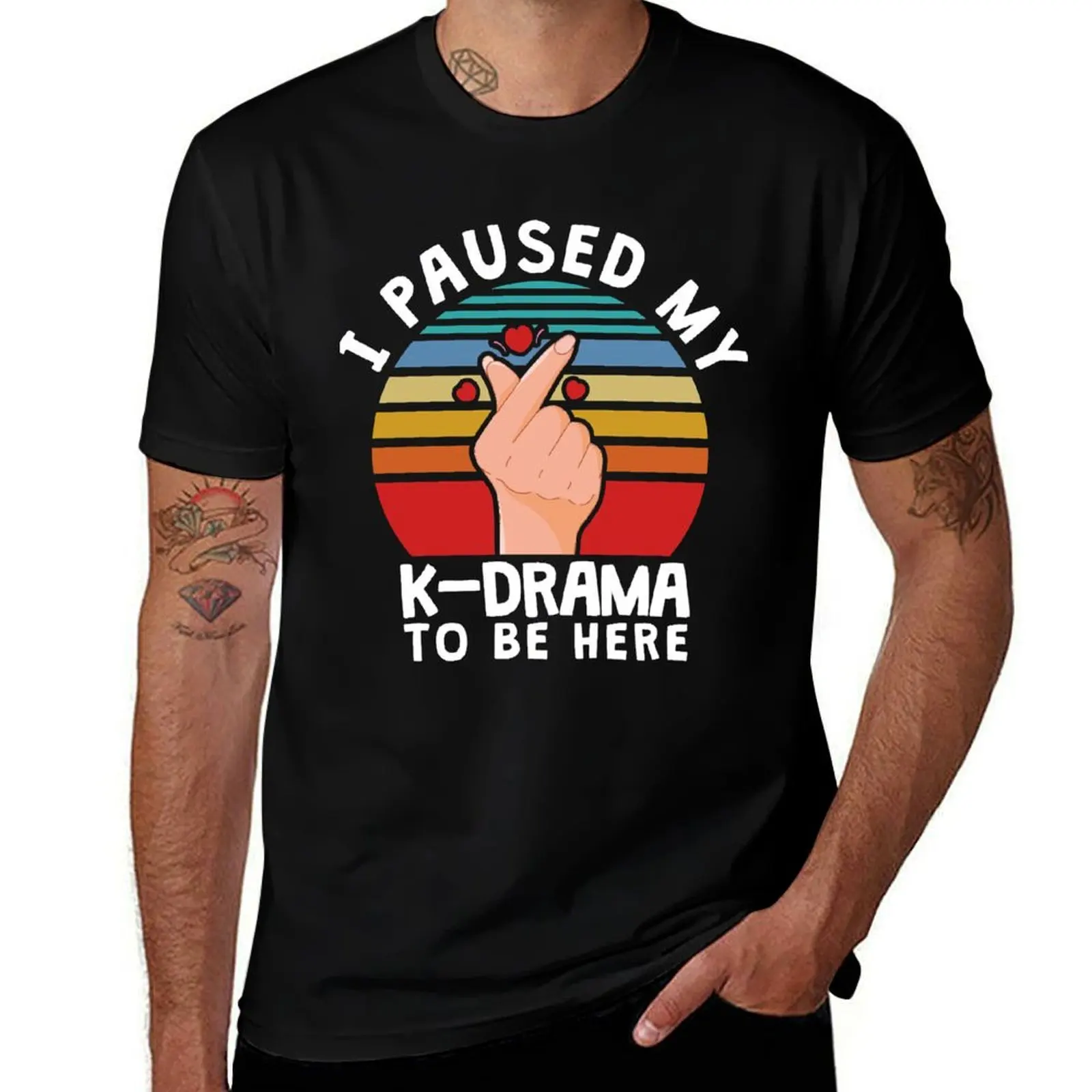I paused my K-Drama to be here, KDrama T-Shirt Soft Touch Basic Cotton T-Shirt