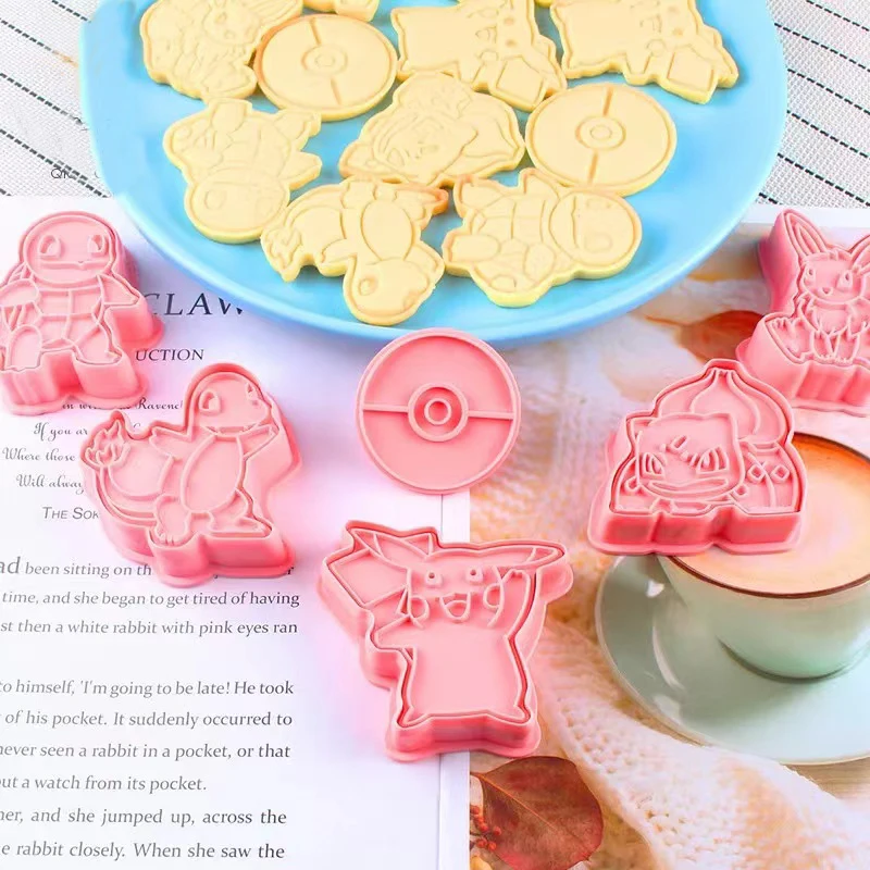 6pcs/Set Pokemon Figures Cookie Cutters Cartoon DIY Bakery Mold Biscuit Press Stamp Embosser Sugar Pasty Cake Mould Toys