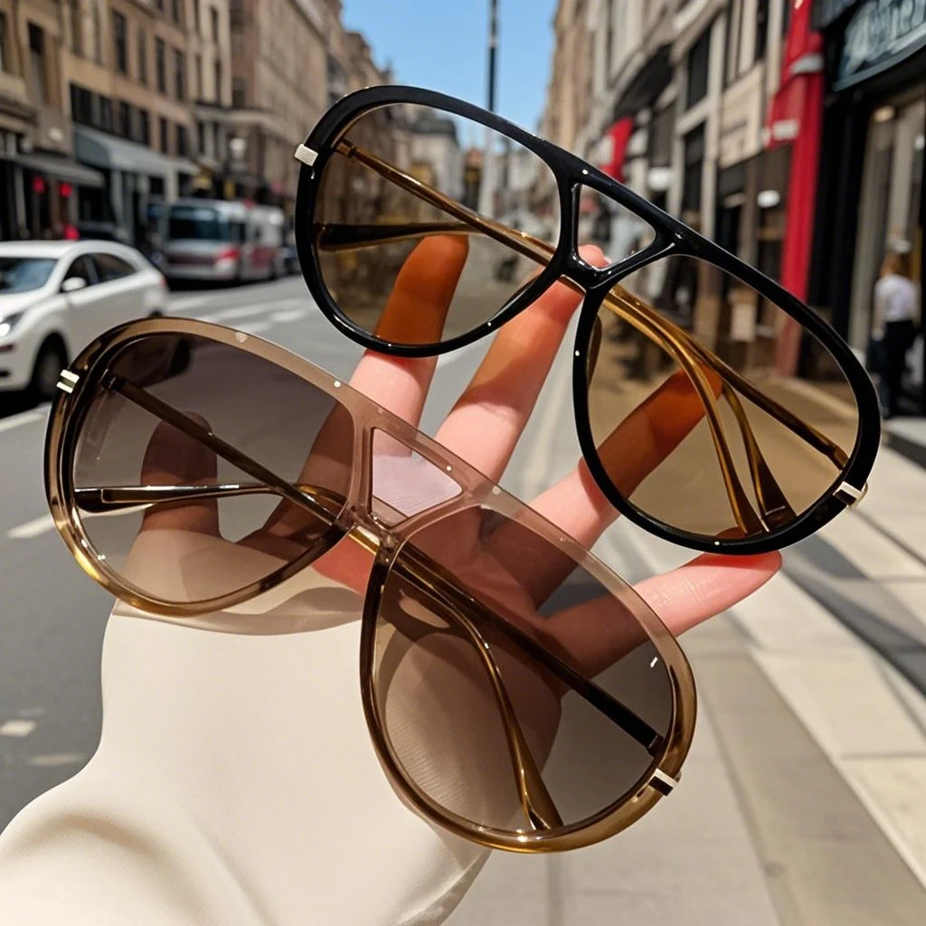 

2025 Unisex Fashion Y2k Large Frame Sunglasses Double Beam Toad Sunglasses Retro Senior Sense Street Shooting Sunglasses