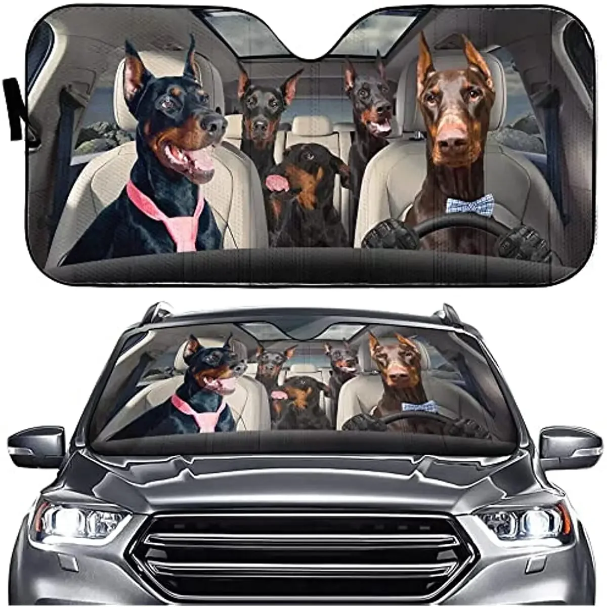 

Автомобильный солнцезащитный козырек JaJa Doberman, солнцезащитный козырек на лобовое стекло, складной чехол для хранения, автомобильный солнцезащитный козырек S41 0