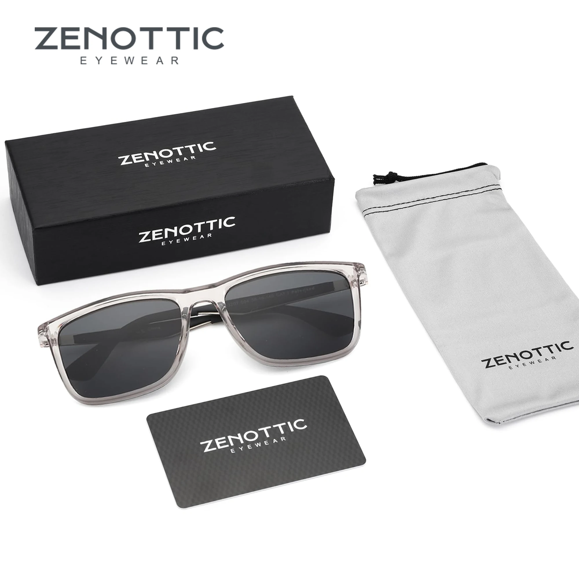 ZENOTTIC Men's Square Polarized Sunglasses Lightweight TR90 Comfortable Carbon Fiber Leg UV400 Protection Shades Sun Glasses