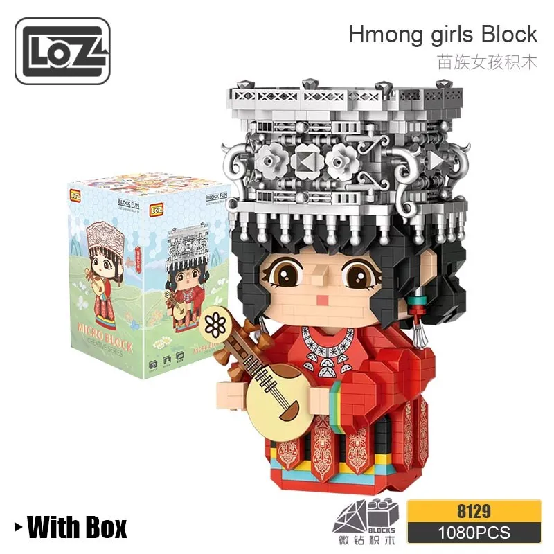 Loz Miao Girl Ethnic Minority Assembled Character Micro Diamond Small Particle Building Blocks Toy Decoration High Difficulty