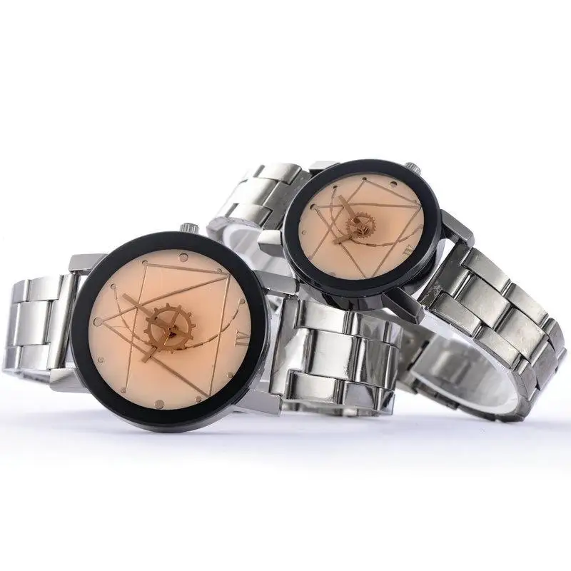 Foreign trade models electronic watch Harajuku compass turntable gear steel belt quartz watch fashion personality