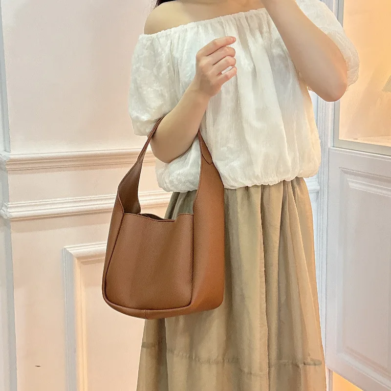 Excellent High-end Soft Leather Bucket Bag Fashionable All-match New Handbag Stylish Leather PU Shoulder Crossbody Bag