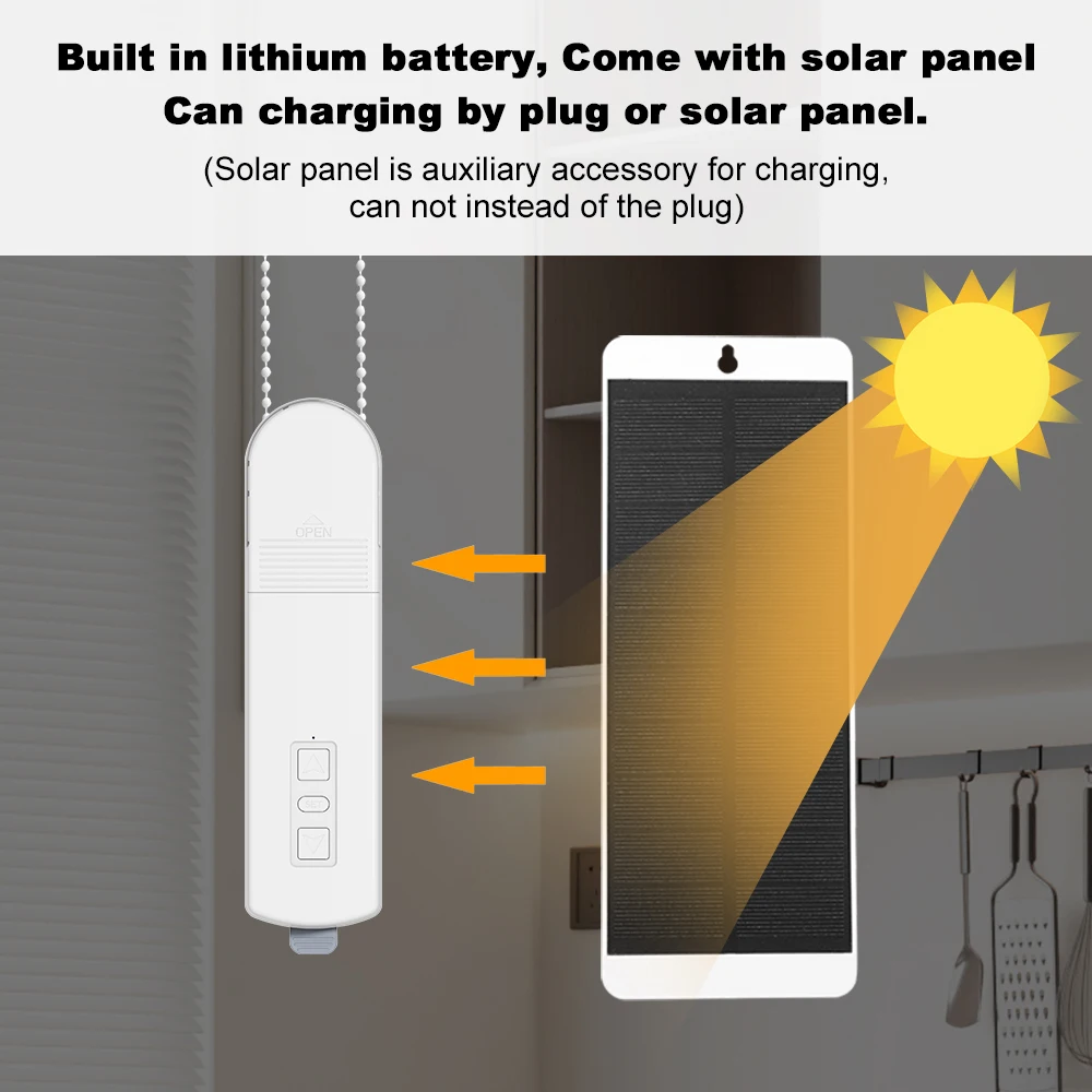 MANHOT Zigbee Smart Electric Curtain Motor Chain Roller Blinds Pull Bead Curtain Switch System With Solar Panel Work With Tuya