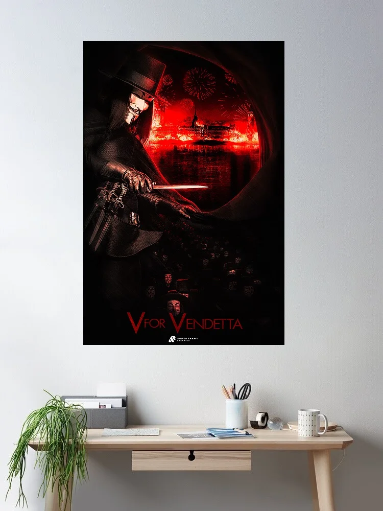 V for Vendetta Movie Art Print Canvas Poster, Living Room Decor, Home Wall Picture