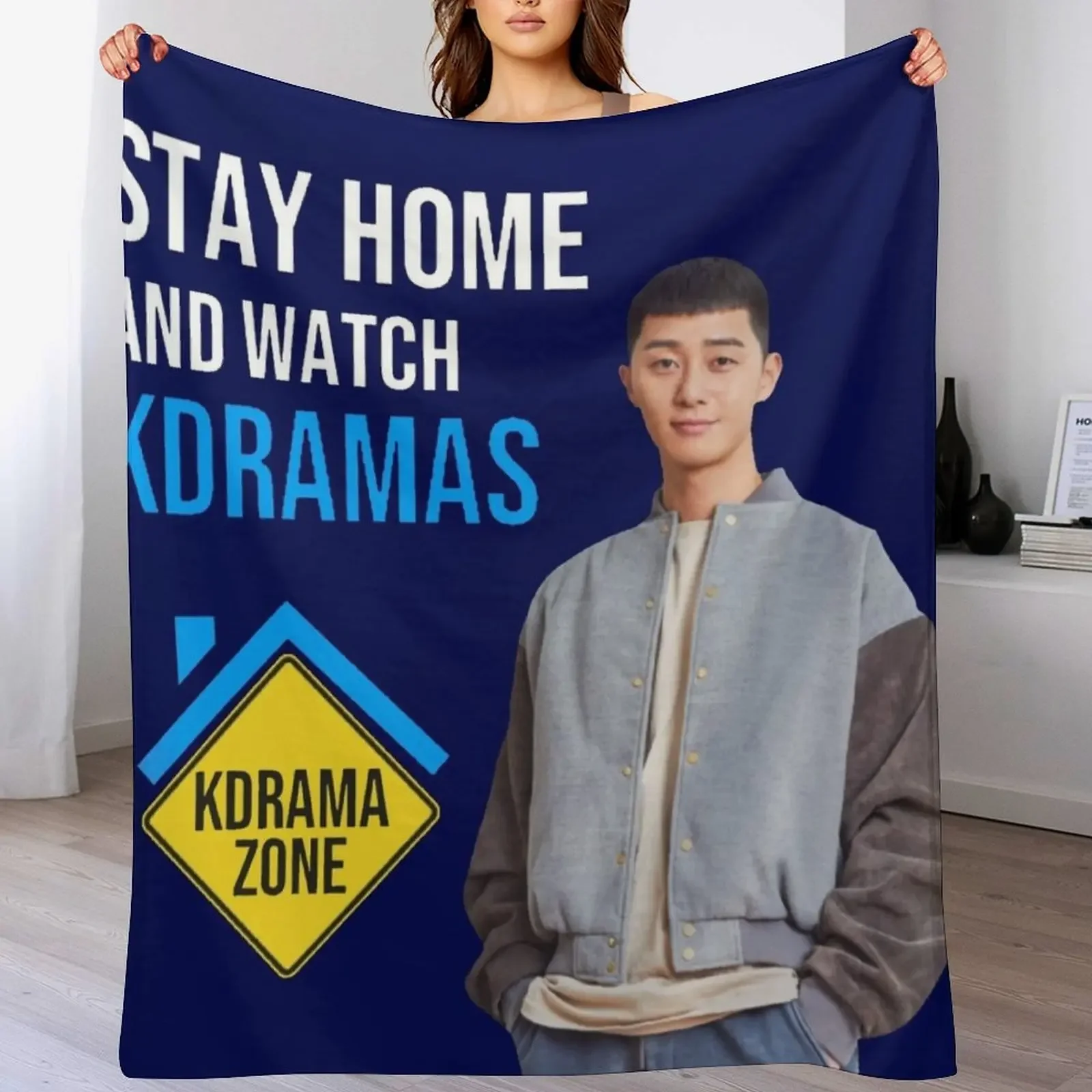 Stay Home and watch kdramas park Seo joon Throw Blanket Modern Design Soft Blanket for Home Decor