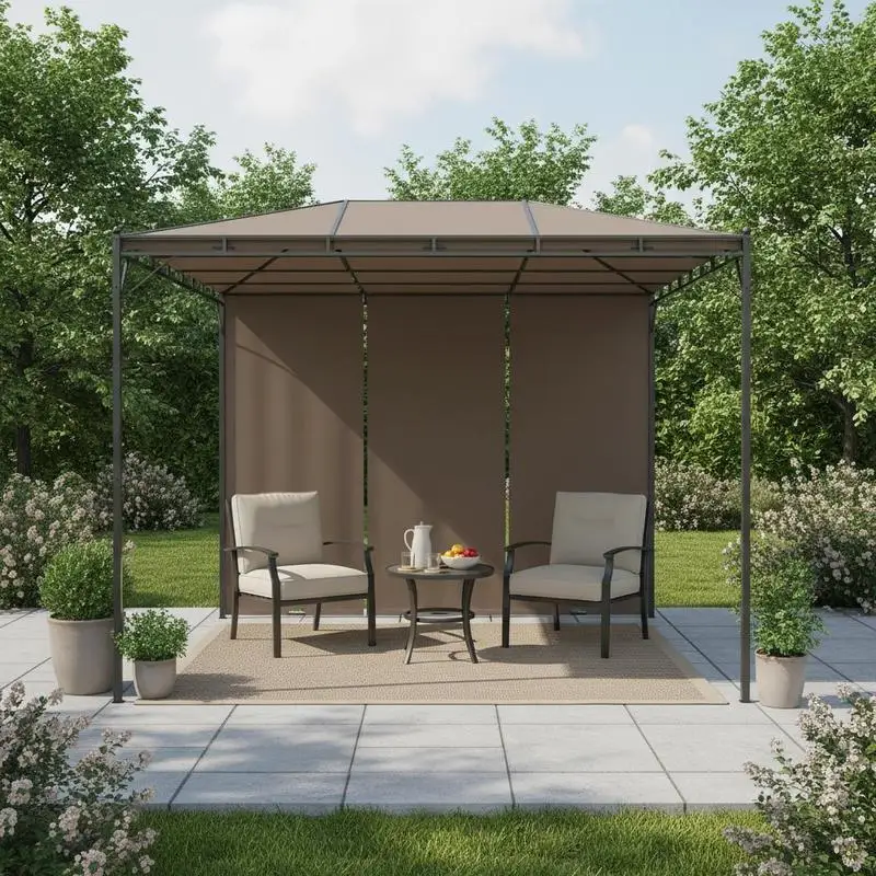 Gazebo de 400x300x225 cm. Estructura robusta, tela de poliéster duradera. Ideal para bodas, fiestas, campamentos y reuniones familiares.