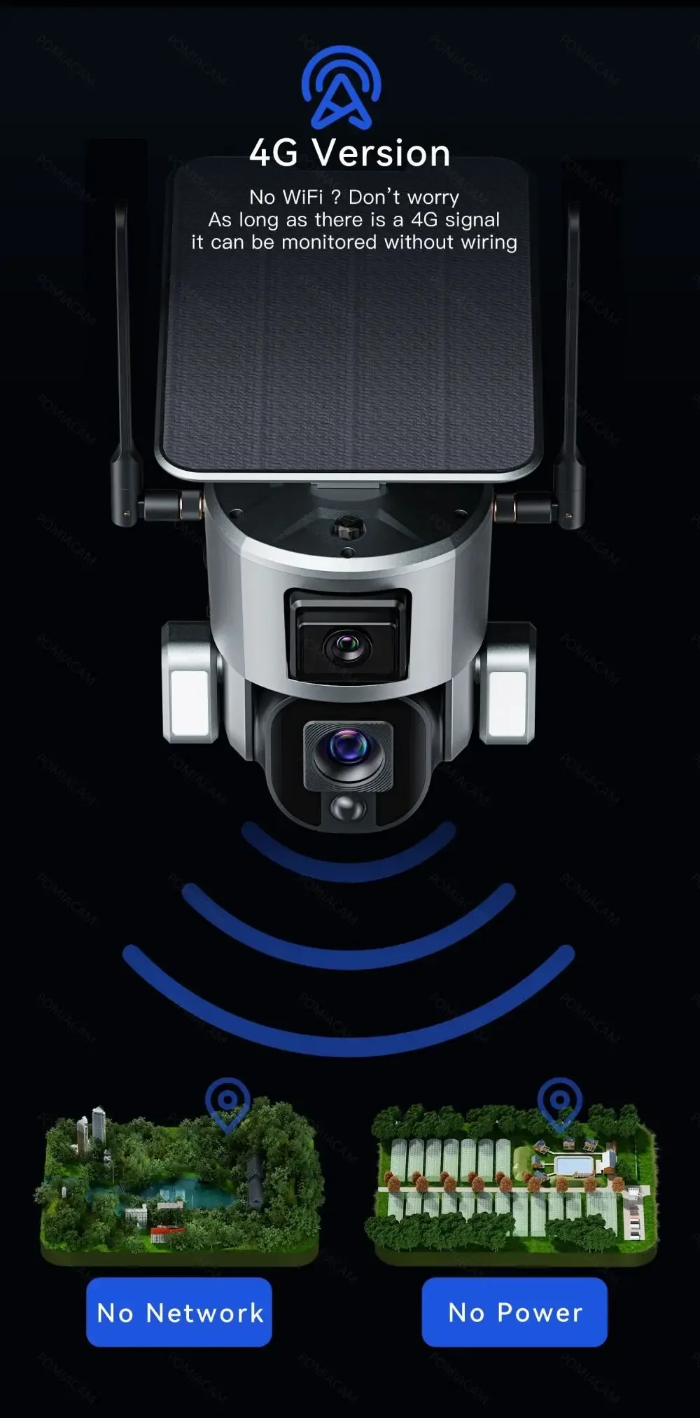 WIFI Dual camera Solar powered camera security system outdoor wireless contains 20000mah battery 4G wireless version