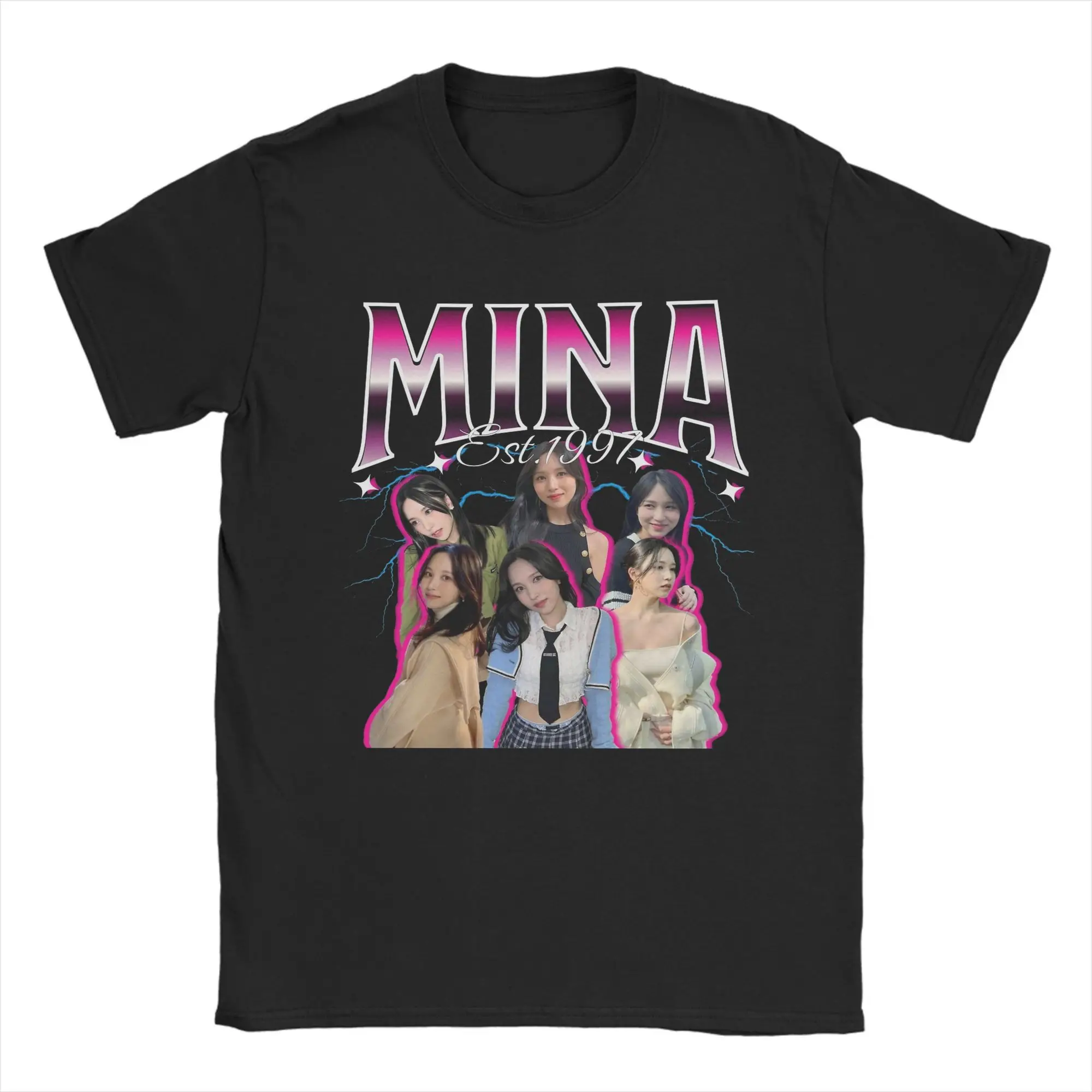 

Twice Kpop Mina 90s Men's T Shirt Funny Tee Shirt Short Sleeve Crewneck T-Shirt Pure Cotton Gift Idea Tops